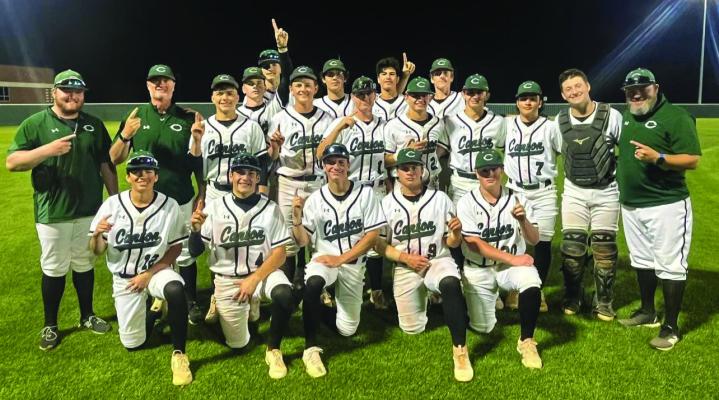The Canton Eagles will have a bestof- three baseball playoff series against Farmersville starting Thursday, May 2, according to Eagle Head Baseball Coach Brandon Luce. All three games will be played at North Forney High School. Game 1 will be Thursday, May 2, at 7 p.m. Game 2 will be Friday, May 3, at 7 p.m. Game 3, if necessary, will be played at 1 p.m. Saturday, May 4. Photo courtesy of Canton Eagle Baseball Facebook page