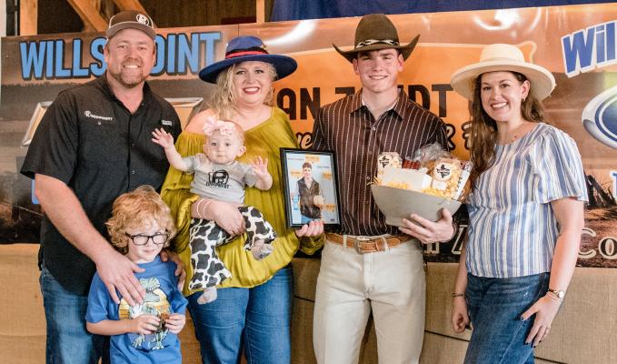 Justus Petree, Canton FFA had the Grand Champion Broilers purchased by PR Equipment at the Van Zandt County Fair. Story and additional photos on 2A. Photo by Faith Caughron
