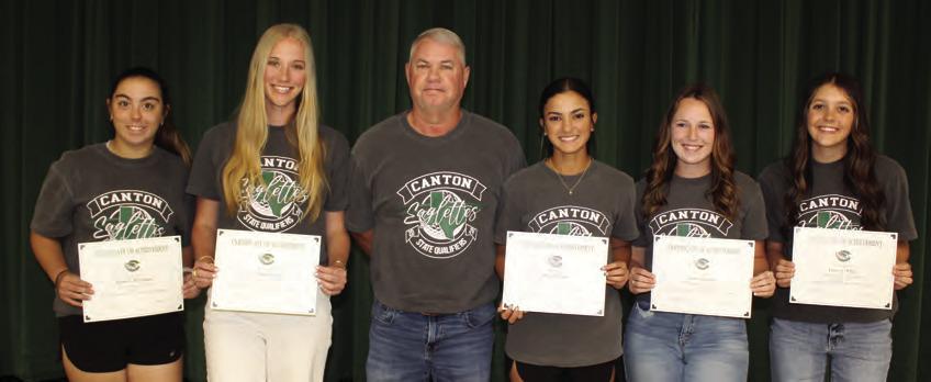 For the third year in a row, the Canton Eaglette varsity golf team competed in the Class 4A State Tournament. State Golf Qualifiers included Taryn Clayton, Bella Irwin, Jayme Robertson, Caroline Stern, and Casey White. CHS Head Golf Coach Tommy Day is retiring. Photo by David Barber