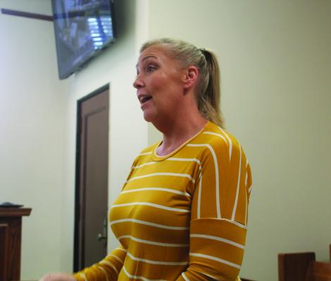 City of Canton Main Street Manager Shelley Newton visited with the Van Zandt County Commissioners Court concerning a request to move the weekly Canton Farmer’s Market from in front of Canton City Hall to the west side of the VZC Courthouse square downtown. Photo by David Barber