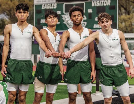 The Canton Eagle varsity boys’ track team scored 133 points to capture first place in the varsity boys’ division March 27 at the Canton Eagle Relays at Norris Birdwell Stadium. Their nearest competitor in the 10-school event was Van Zandt County rival Van with 115 points. Photo by Faith Caughron