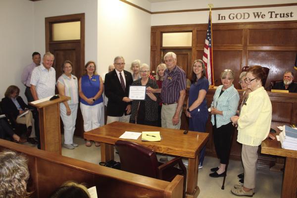 The Van Zandt County Historical Commission was recently named as the recipient of the 2024 Texas Historical Commission Distinguished Service Award. The members of the VZC Historical Commission, including Chairman Elvis Allen, were recognized by VZC Judge Andy Reese on their achievement during the regular meeting of the VZC Commissioners Court July 16. The VZC Historical Commission has received state recognition every year since 2009. Photo by David Barber