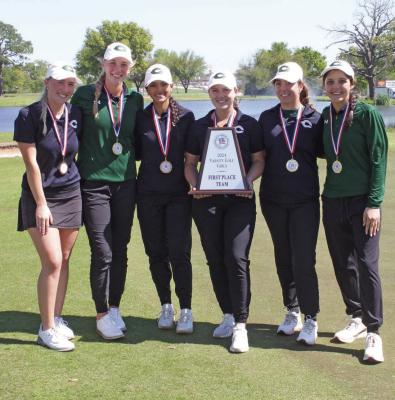 The Canton Eaglette varsity girls’ golf team captured the District 16-4A championship recently. Team members were left to right, Jessica Lea, Caroline Stern, Bella Irwin, Taryn Clayton, Jame Roberson, and Casey White. Courtesy photo