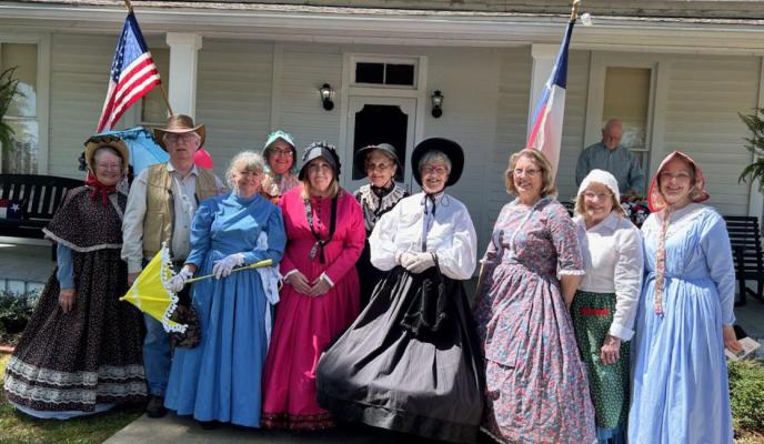Several members of the Van Zandt County Genealogical Society, as well as Canton Mayor Lou Ann Everett, dressed in frontier-style clothing to celebrate the event. Courtesy photos