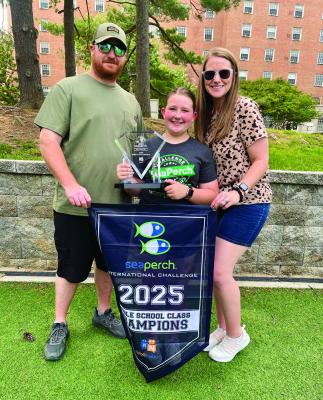 Abigail Martin, 12, of Grant County, Arkansas, was on a four-person team that recently won an international competition. SeaPerch is remotely operated vehicles or ROV’s that complete underwater missions and obstacle courses. Her team was known as the ‘Hydro Rappers.’ Abigail is shown with her parents, Travis and Holly Stubbs. Abigail is the granddaughter of Curtis and Waynette Barker of Canton. Courtesy photo