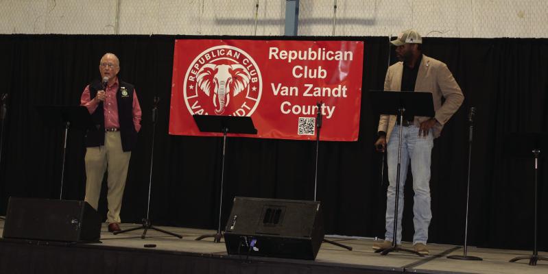 The Republican Candidate Debate Forum, hosted by the Republican Club of Van Zandt County, was held Jan. 17 at the Canton Civic Center. Among the debates featured the race for Texas District 2 State Senator between incumbent Bob Hall, left, and challenger, Jason Eddington. Photo by David Barber