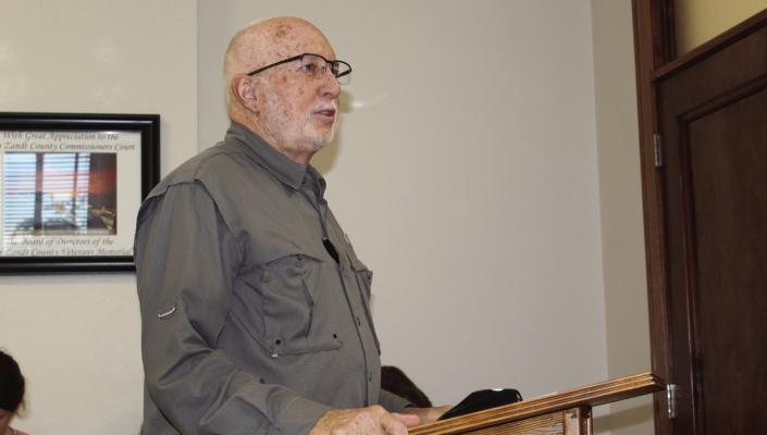 Bob Reese, a Van Zandt County Pct. 4 resident and a realtor, spoke against a resolution authorizing VZC Judge Andy Reese to sign a resolution approving the assignment of private activity bond authority to the Texas Department of Housing and Community Affairs in conjunction with the East Texas Housing Finance Corporation. Photo by David Barber