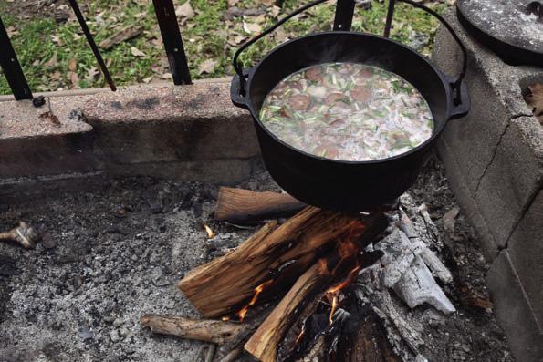 With all the rain this past week, Luke was forced to stick pretty close to home. He did manage to do a little outdoor cooking out by his little cabin. Courtesy photo