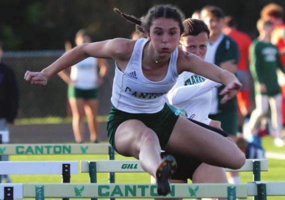 Hannah Cade, a Class 4A State Track and Field Meet bronze medalist in the 100 meter hurdles in 2021, will make a return trip to Myers Stadium in Austin May 12-14 to compete in both the hurdles and pole vault. Cade will be joined in Austin by freshman Jaxson Hubble and senior Preston Yarber. Photo by Lianna Reid