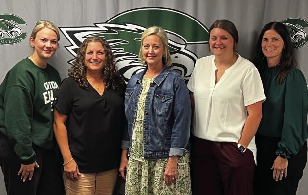 Canton ISD ‘Employees of the Month’ were recognized Oct. 21 during the regular monthly meeting of the Canton School Board. Those recognized included Shelby Coursey (elementary); Glynna Bell (intermediate); Caitlin Sapp (junior high); Leslie Corey (high school); and Holly Huson (support staff). Courtesy photo