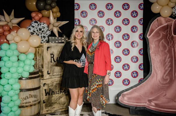 Jessica Day, left, was named as the City of Canton ‘Citizen of the Year’ April 21 during the annual Canton Texas Chamber of Commerce Community Awards Gala at the Canton Civic Center. Presenting the award was Canton Mayor Lou Ann Everett. Photo by Faith Caughron
