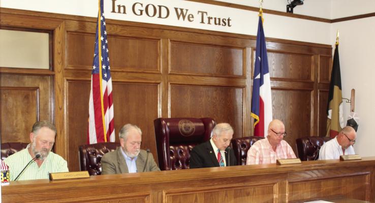 For the first time in nearly three months, all four commissioners’ court seats were filled Aug. 28 for the regular meeting of the VZC Commissioners Court as newly appointed VZC Pct. 2 Commissioner Cliff Williams (second from left) attended his first meeting. Others shown with Williams were left to right, VZC Pct. 1 Commissioner Chad LaPrade, VZC Judge Andy Reese, VZC Pct. 3 Commissioner Keith Pearson, and VZC Pct. 4 Commissioner Brandon Barton. Photo by David Barber