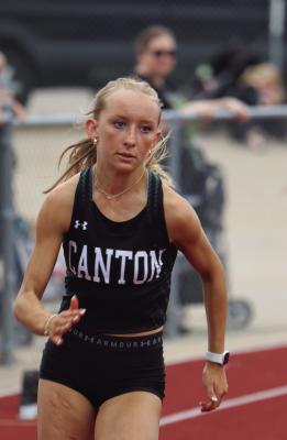 Kimber Holly and the Canton Girls’ track team took home first-place overall in the District 16-4A track meet last Thursday in Lindale. Photo by Lianna Reid