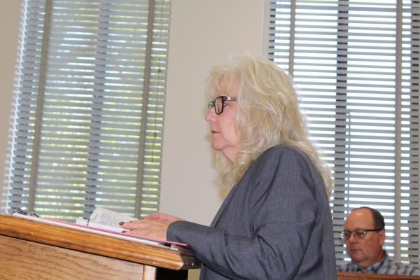 Van Zandt County Auditor Sandy Hill discussed the road and bridge bids for materials and fuel April 12 during the regular meeting of the VZC Commissioners Court. The bids presented were approved by the commissioners’