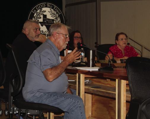 Grand Saline City Council member Tommy Davis voiced his opposition July 22 regarding the City of Canton’s water rights permit application during a special called meeting of the Grand Saline City Council. The North East Texas Regional Water Planning Group (NETRWPG) is scheduled to meet Aug. 13 in Pittsburg to discuss the City of Canton’s application. Photo by David Barber