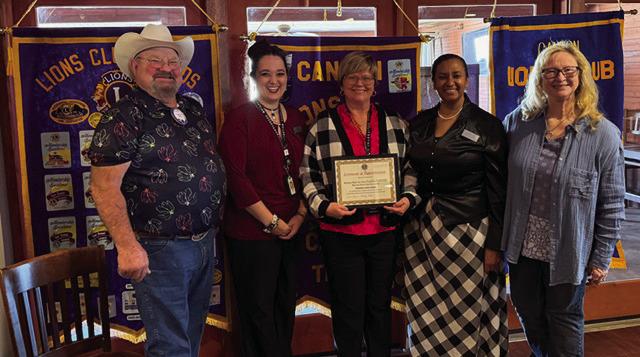 Representatives from the Texas Workforce Commission were the guest speakers Feb. 11 during the weekly Canton Lions Club Luncheon at Van Zandt Country Club. The guest speakers received ‘Certificates of Appreciation’ following their presentation. Representing the Canton Lions Club were Sandy Sims, left, club president; and Terrie Harrison, right, club secretary. Courtesy photo