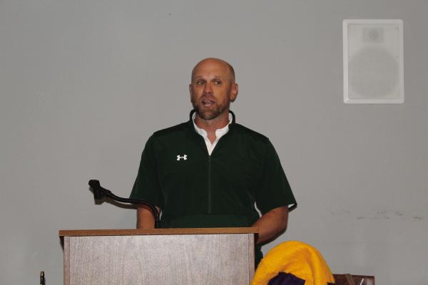 Canton High School Athletic Director and Head Football Coach Heath Ragle was the guest speaker on Oct. 15 during the weekly Canton Lions Club Luncheon held at Van Zandt Country Club. Ragle discussed the different athletic program seasons either underway or soon to be starting for the 2025-26 school year. Photo by David Barber