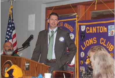 Canton ISD Superintendent Dr. Brian Nichols was the guest speaker Sept. 20 during the weekly Canton Lions Club Luncheon at the Van Zandt Country Club. Nichols discussed and answered questions regarding the two school bond propositions on the upcoming Nov. 7 ballot. The propositions call for the construction of a new high school as well as a Multi-Purpose Activity Center. Photo by David Barber