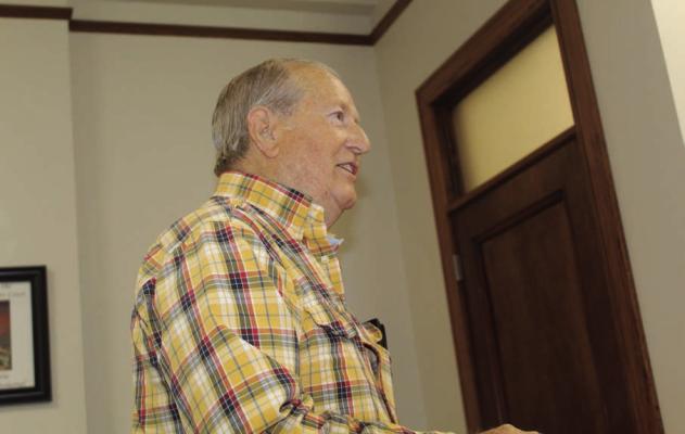 Van Zandt County Pct. 2 resident Ronnie Jones shared his concerns during the ‘public comments’ portion of the regular meeting of the VZC Commissioners Court April 9 regarding the proposed purchase of the Paul Michael building by VZC. The commissioners’ court tabled the proposed purchase. Photo by David Barber