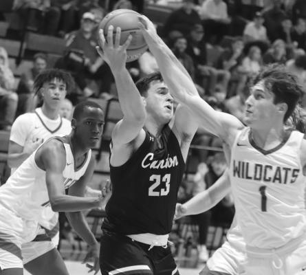 Jaden Pickerill (23) of the Canton Eagles makes a move toward the basket against the Sulphur Springs Wildcats Nov. 11. The Eagles lost a tough two-point decision on the road, 51-49. Canton will travel to Rains Nov. 17 before heading to Kaufman Nov. 20. The Eagles return home Nov. 21 to host West Mesquite. Photo by Lianna Reid