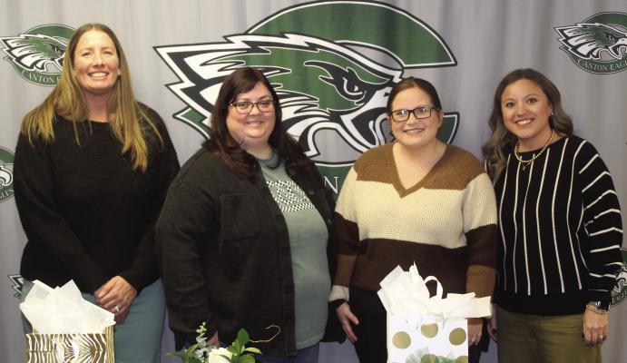 The Canton ISD ‘Employees of the Month’ were recognized Jan. 13 during the regular monthly meeting of the Canton School Board. Among those recognized were Amber Mintz, elementary; Jamie Green, intermediate; Taylor Sopish, junior high; and Mandie West, high school. Photo by David Barber