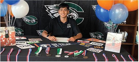 Kevin Velasquez of Canton High School signed a collegiate scholarship for track and field at the University of Texas at Tyler.