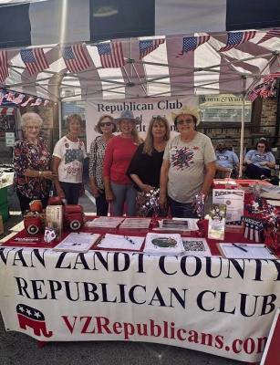 Members of the Van Zandt County Republican Club recently were in attendance during the Autumn Festival in downtown Canton. Representing the club were left to right, Betty McCann, Peggie White, Kay Hall, Jan Box, Suzanne Duke, and Kathy Smith. Courtesy photo