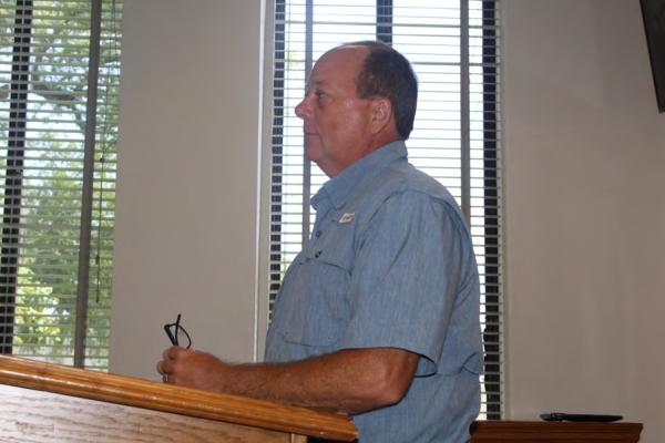 Van Zandt County IT Director Scott Slaton discussed a proposed three-year contract agreement with Peoples Communications of Quitman regarding internet service at the VZC Sheriff’s Department office July 5 during the regular meeting of the VZC Commissioners Court. The contract was approved in a 3-0 vote. Photo by David Barber