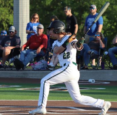 EJ Dyke and the Canton Eagles powered their way past Nevada Community and into the Area round with a 7-5 win over the Braves May 7. Photo by Lianna Reid
