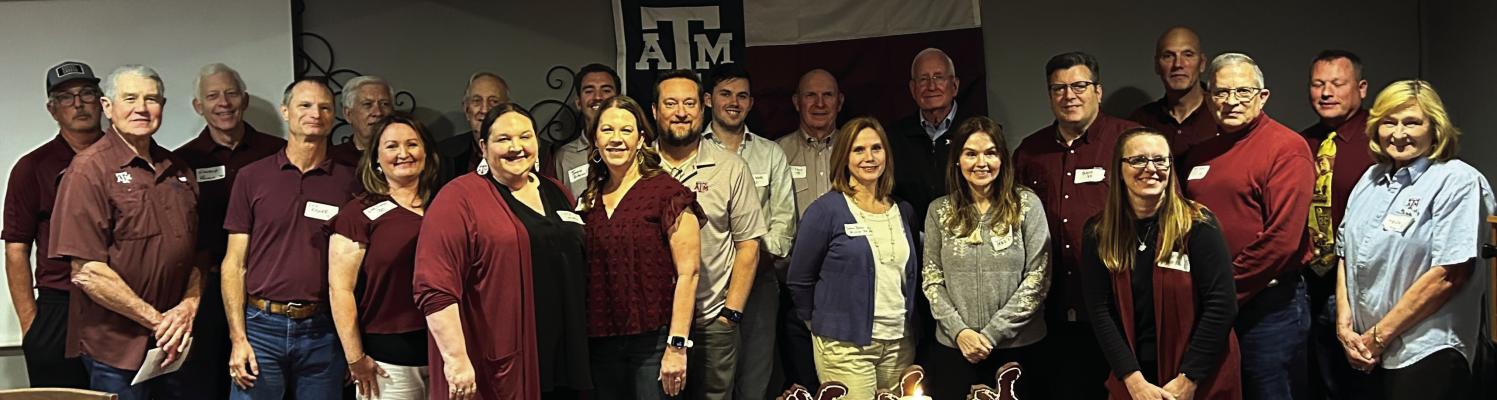 Approximately 40 Texas A&amp;M graduates, family members, and friends gathered for the annual Aggie Muster held at the Van Zandt Country Club in Canton April 21. The group gathered for a meal, fellowship, a program, and to honor the memory of three former A&amp;M students who died during the past year. Courtesy photo