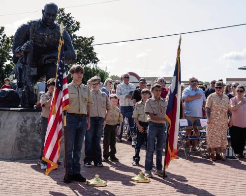 Members of Troop 378 Presented the Colors to begin the Annual Memorial Day program May 25 at the VZC Veterans Memorial in Canton. Photos by David Barber