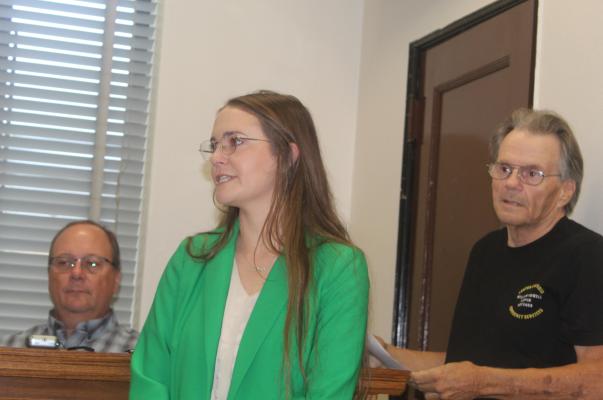 Allison Morrow of the Texas A&amp;M AgriLife Extension Office in Canton discussed the week of Oct. 1-7 being declared as National 4-H Week during the Sept. 27 regular meeting of the Van Zandt County Commissioners Court. Photo by David Barber