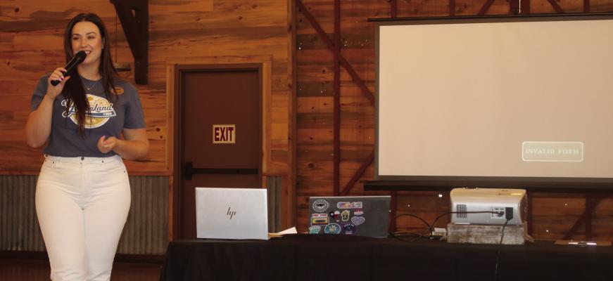Jordan Bozeman of Yesterland Farm was one of two guest speakers during the Canton Texas Chamber of Commerce Quarterly Luncheon Aug. 6 at The Silver Spur Resort in Canton. The other guest speaker was Bridget Moon representing the U.S. Small Business Administration. Photo by Susan Harris