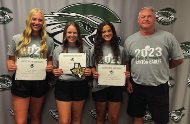 Members of the Canton Eaglette golf program received special recognition from the Canton ISD Board of Trustees after finishing the spring season with a fourth-place finish at the Class 4A State Tournament. Courtesy photo