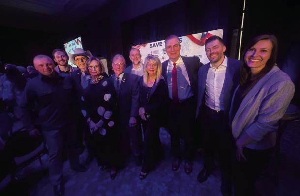 Among those in attendance Jan. 9 for the ‘Save Texas’ event were left to right, Dave Gangler, Kaleb Irving, Dr. Dwayne Collins, Kay Hall, Texas District 2 State Senator Bob Hall, Texas District 2 State Representative Brent Money, Suzanne Duke, Tom Duke, former State Representative Nate Schatzline, and Adrienne Schatzline. Courtesy photo