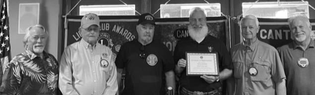 Van Zandt County Veterans Service Officer Harry Fontenot was the guest speaker Nov. 8 at the Canton Lions Club Luncheon. Standing with Fontenot, third from right, were Canton Lions Club veterans (left to right) Tommy Aduddell, Bob Giles, Douglas Harrison, Ken Martin, and Garland Willis. Photo by Terrie Harrison