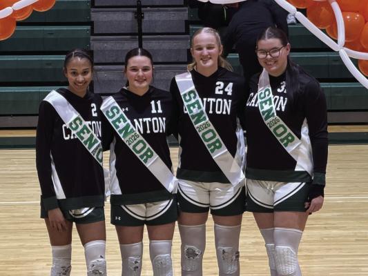 A special ‘Senior Night’ ceremony was held for the four graduating Canton Eaglette basketball players prior to their Feb. 10 regular season finale against Athens. Seniors recognized included KeAna Whitlock, Lily Cervantes, Chloe Howe, and Lexi Etheridge. The four seniors also led in the singing of the National Anthem prior to the start of the game. Courtesy photo
