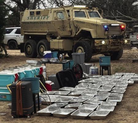 Van Zandt County, state, and federal authorities worked together in shutting down a major illegal drug operation in VZC March 7. The exact location was not released by the VZC Sheriff’s Department since it remains an active investigation. Three suspects were taken into custody by federal officers. Courtesy photo