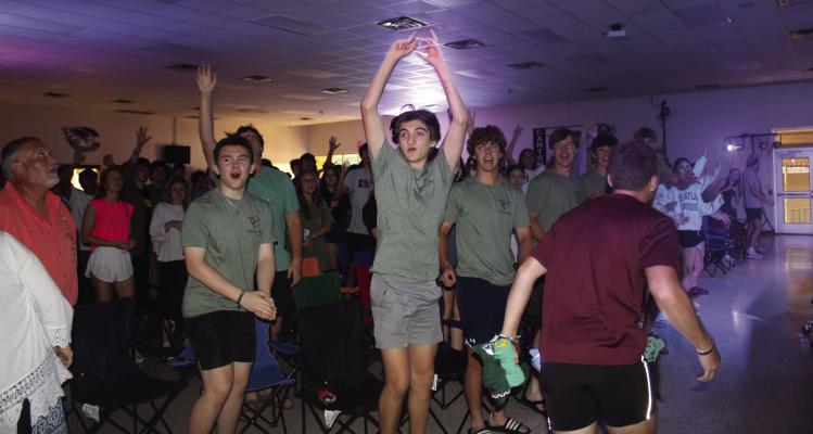Despite several straight days of hard work in Canton, the students from the Memorial Drive United Methodist Church in Houston had enough energy at the end of the trip to celebrate their efforts before heading back home. Photo by Susan Harris