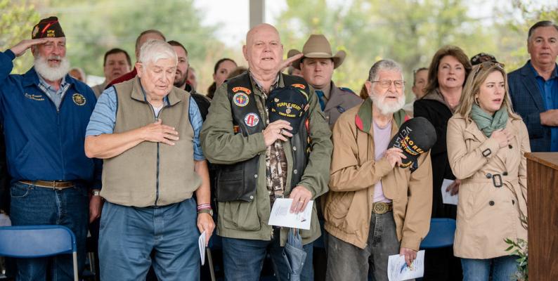 Despite the threat of inclement weather, a large group of locals gathered at the Van Zandt County Veterans Memorial Nov. 11 to honor the men and women that have served in the military. Additional photos on 7A. Photo by Faith Caughron