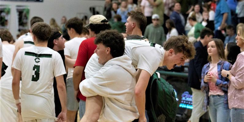 Senior Nathan Goodson celebrates following Canton’s Senior Night victory over Mabank on Tuesday, Feb. 14. Photo by Katy Jo Keller