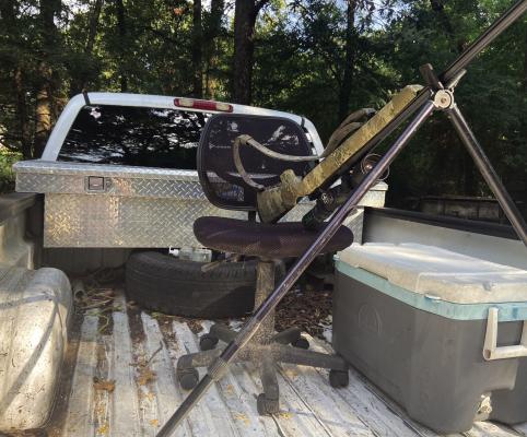 Luke plans to do some hunting from this comfortable set up in the bed of his truck. In this week’s column, he describes a somewhat unconventional but very convenient method of hunting. Photo by Luke Clayton