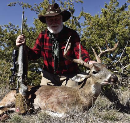 Larry Weishuhn aka. ‘Mr. Whitetail, with a fine very late season West Texas buck taken on a hunt with Luke that past February. Photo by Luke Clayton