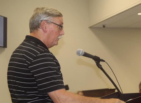 Gary Brye was one of three Canton citizens that spoke during a public hearing held at the regular monthly meeting of the Canton City Council July 18 regarding the adoption of an ordinance dealing with a zoning change. The ordinance was adopted unanimously by the council members. Photos by David Barber