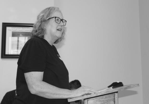 Animal Protection League Director Shelia Phillips of Longview discussed a contract agreement with Van Zandt County during the regular meeting March 13 of the VZC Commissioners Court. The agreement was approved unanimously by the commissioners’ court. Photo by David Barber