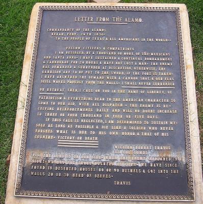 A bronze plaque featuring William Travis’ ‘Victory or Death’ letter, similar to the original plaque shown on display at The Alamo, will be presented and dedicated in Van Zandt County March 6. The VZC Commissioners Court will meet with the VZC Historical Commission to determine where the plaque will be placed. Courtesy photo