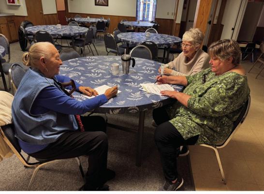 St. Justin’s Episcopal Church of Canton is continuing to prepare for its upcoming Lenten Rummage Sale scheduled for April 3, 4. Among those meeting to discuss the preparations were left to right, Linda Godwin, Carol Foster, Debra Gray. The sale will take place in the parish hall of the church located on State Highway 243. Courtesy photo