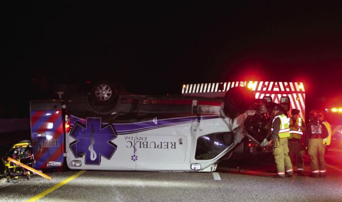 Photo by Nick Gibbons, The County Eagle The Wills Point Fire Department confirmed that three people were injured in a three-vehicle crash on westbound Interstate 20 at the 518-mile marker that involved an ambulance early Feb. 2. Three people were transported to Baylor Hospital in Dallas and are reportedly in good condition.