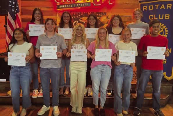 On Thursday, May 9, Canton Texas Rotary Club presented the following students each with a $1,500 Scholarship: Jacob Baker, Bradin Holland, Kathryn Keller, Jessica Lea, Marilee Lewis, Haley Luce, Lexi McGinnes, Mykah Mebane, Emily Tanyaviriya, Isabelle Williams, Lola Garcia and Kate Lindsey. Photo by Tiffany Hardy