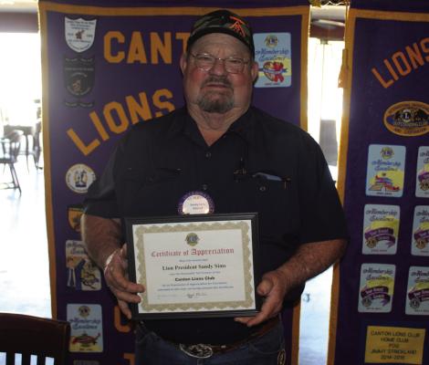 Canton Lions Club President Sandy Sims was the guest speaker Dec. 10 during the weekly Canton Lions Club Luncheon at the Van Zandt Country Club. Sims was scheduled to be joined in the presentation by Canton Lions Club Member Joshua Wintters, but Wintters was not able to attend due to an illness in his family. Sims presented an update on the Canton Lions Club Christmas Food Drive during the luncheon. Photo by David Barber